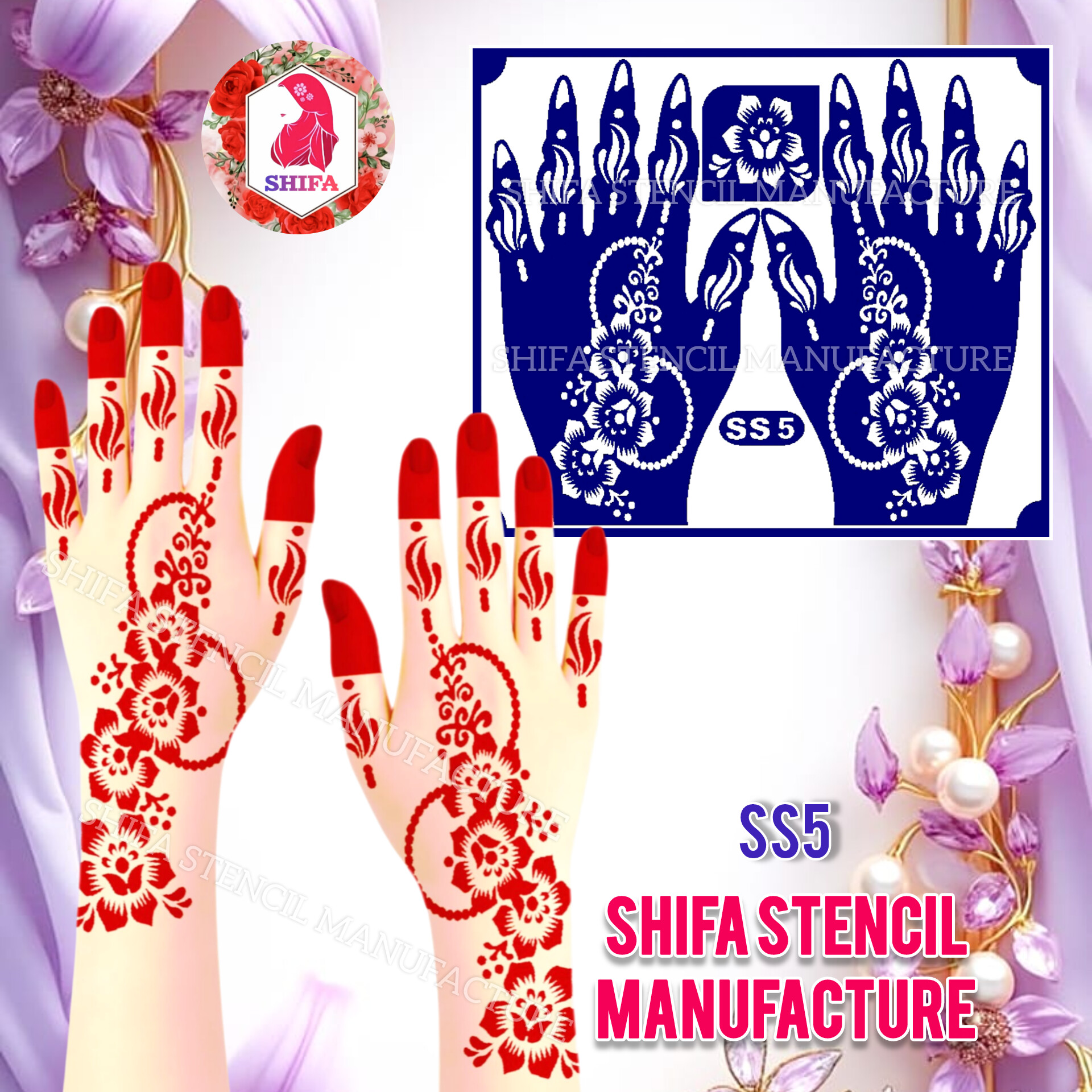 SS5 Florals and decorative circular Patterns - Sticker Overview  - Shifa Stencil Manufacturer